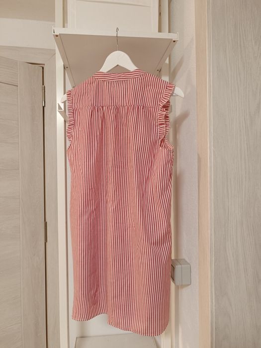 Rochie cămașă albă cu dungi rosii măsura L/XL