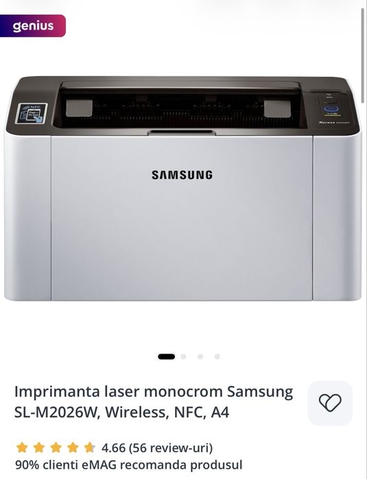 Imprimanta laser monocrom Samsung SL-M2026W, Wireless, NFC, A4