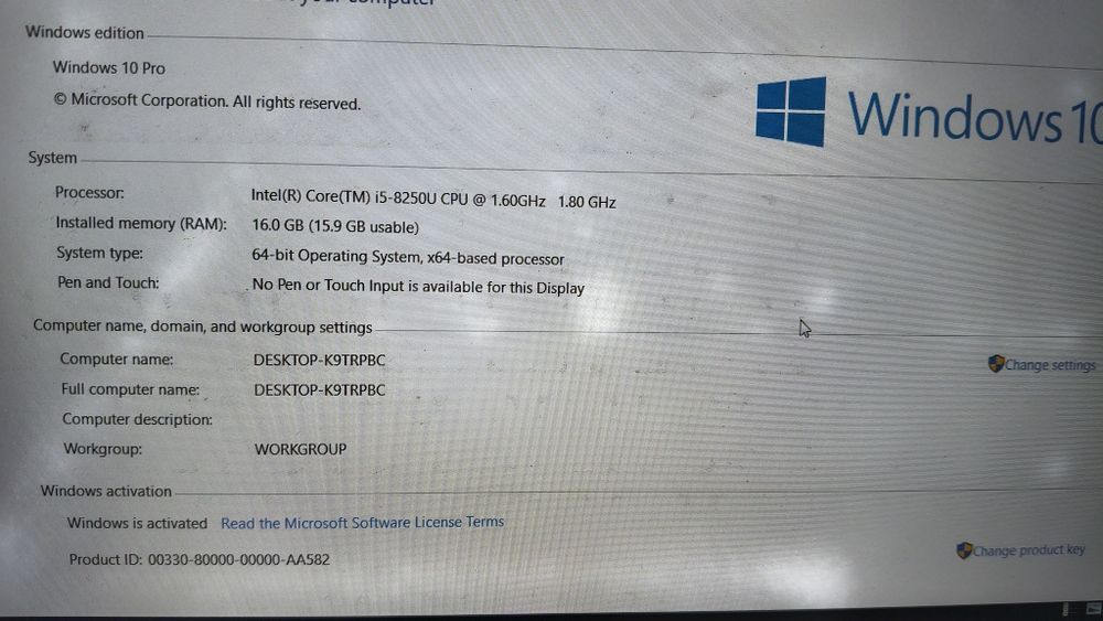 Laptop HP Probook 450 G5 i5 8250 8 core 16gb  hdd320 video 2gb bat 4h