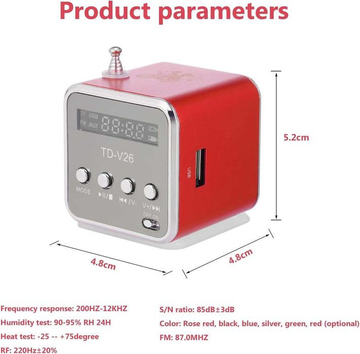 Mini Radio FM cu Boxa Portabila si MP3 Player LCD 45dB USB MicroSD
