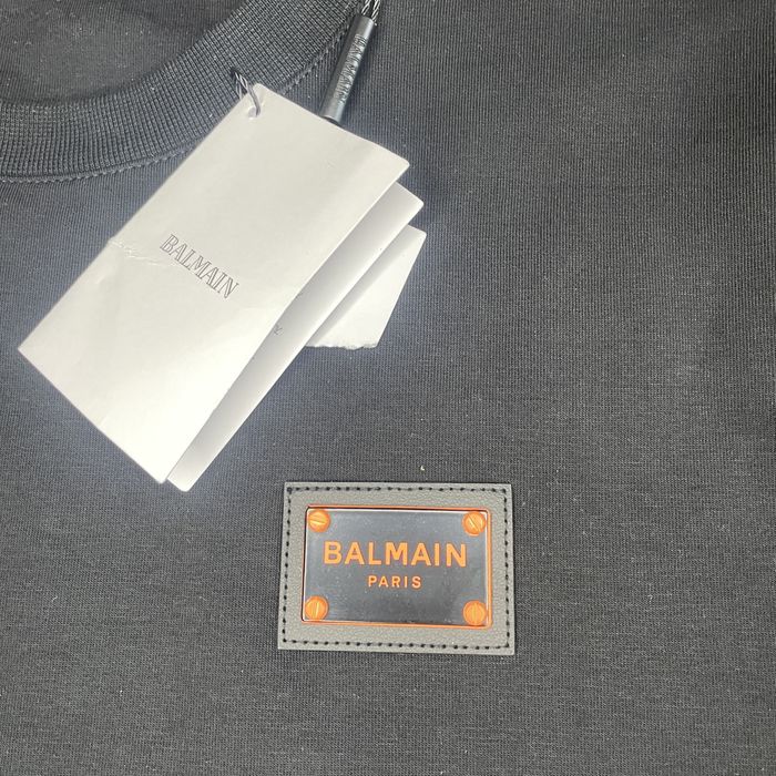 Bluza Balmain Paris  L  noua cu ericheta– crewneck negru, logo brodat