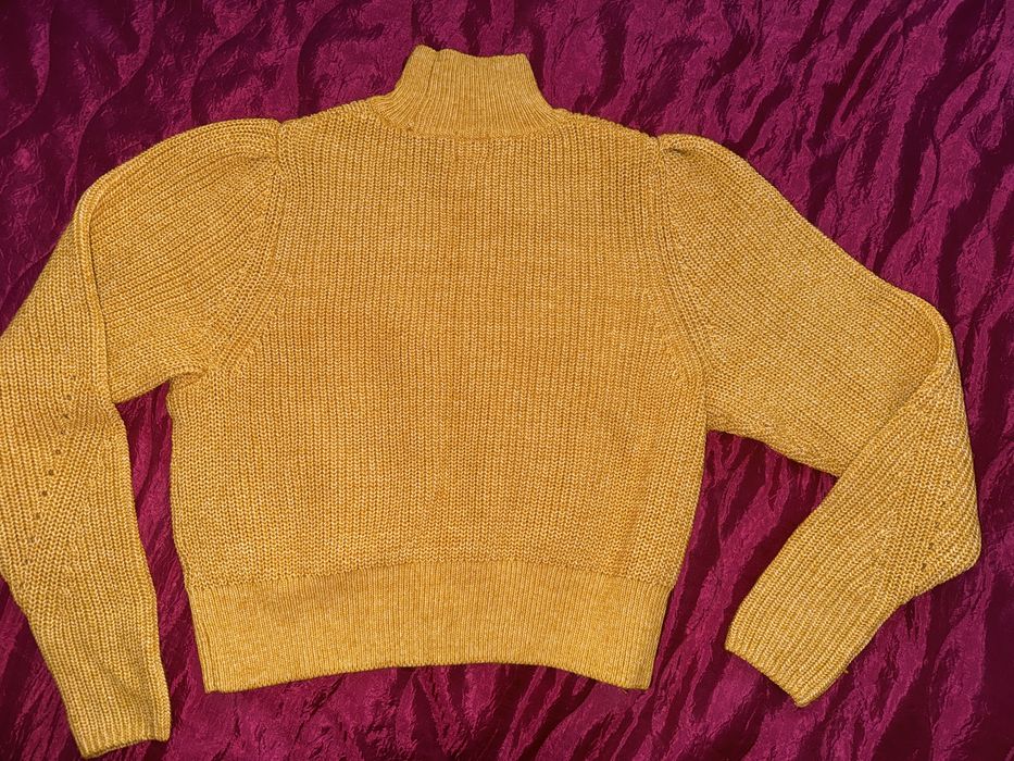 Плетен пуловер H&M в цвят горчица