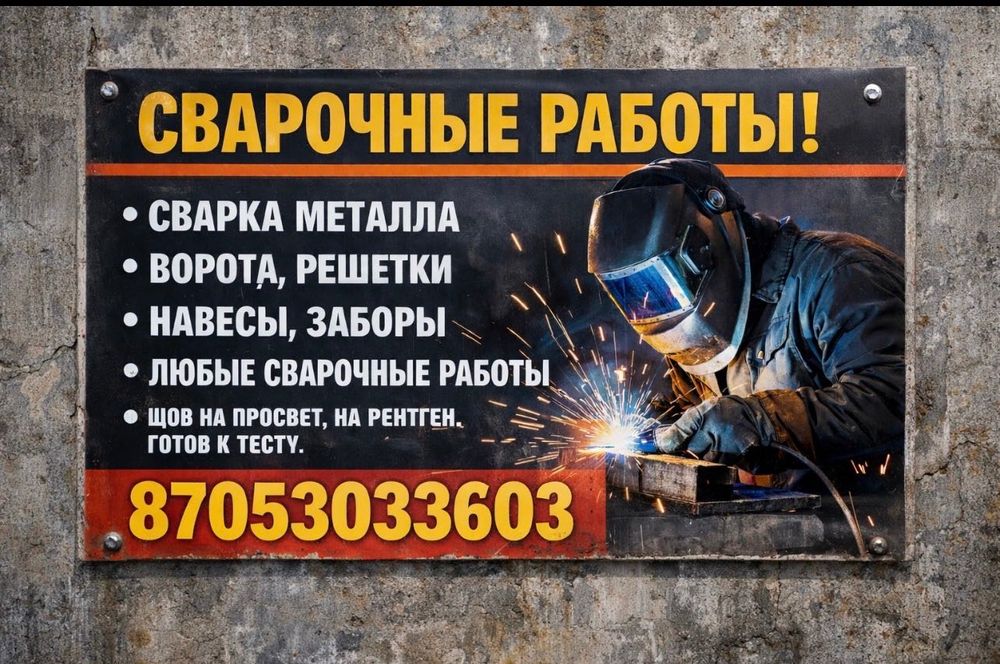 Услуги сварщика любые работы Барлық дәнекелеу жұмыстарын жасаймыз