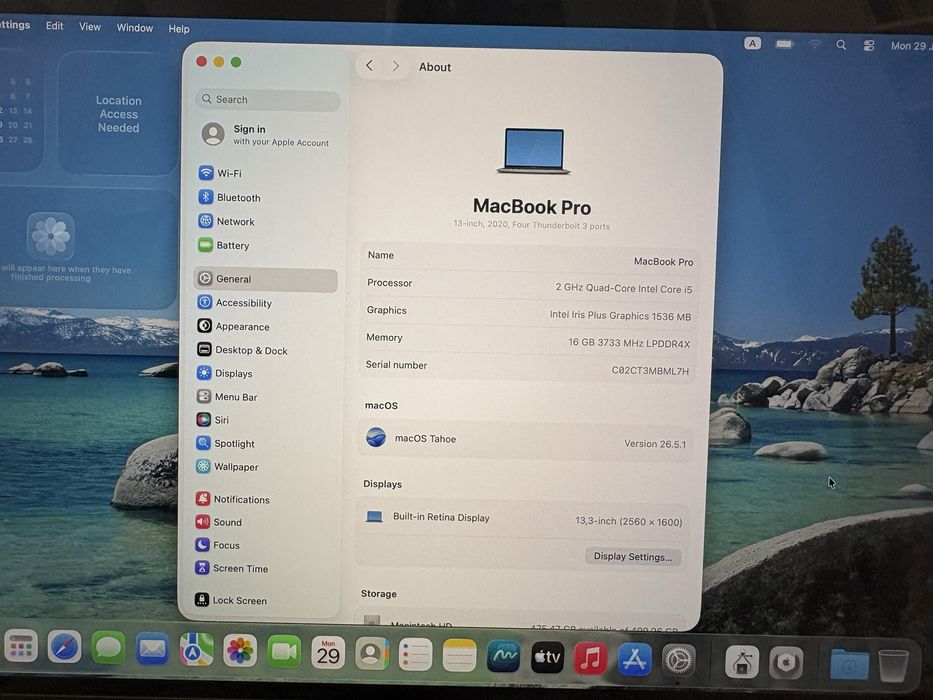 MacBook Pro 13.3 A2251 - Intel i5, 16 GB RAM, 512 GB SSD, Touchbar