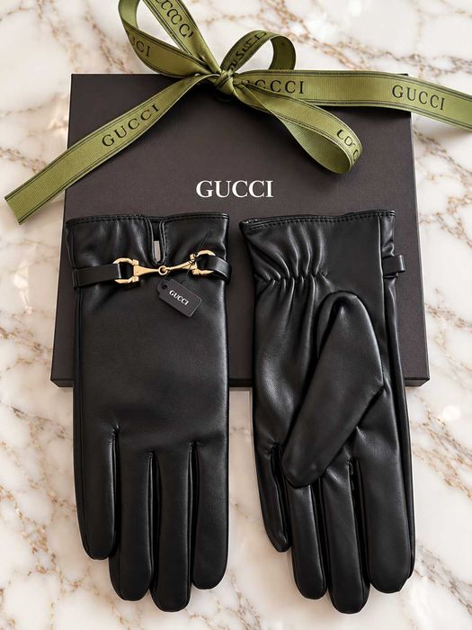 ръкавици естествена кожа гучи кожени нови gucci черни