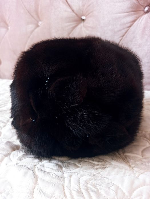 Дублёнка натуральная шапка норка