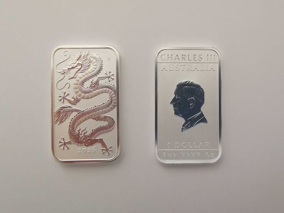 Сребърни монети от 1 oz Лунари Кон 26, Дракон, Панда, кюлче мед