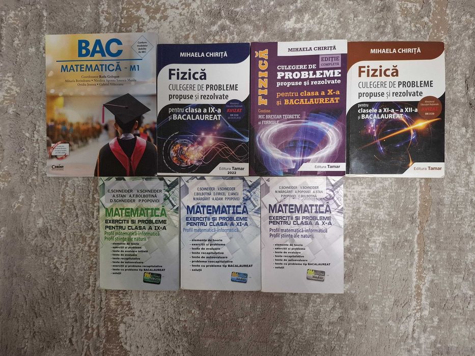 Vând culegeri de fizică și matematică ptr liceu