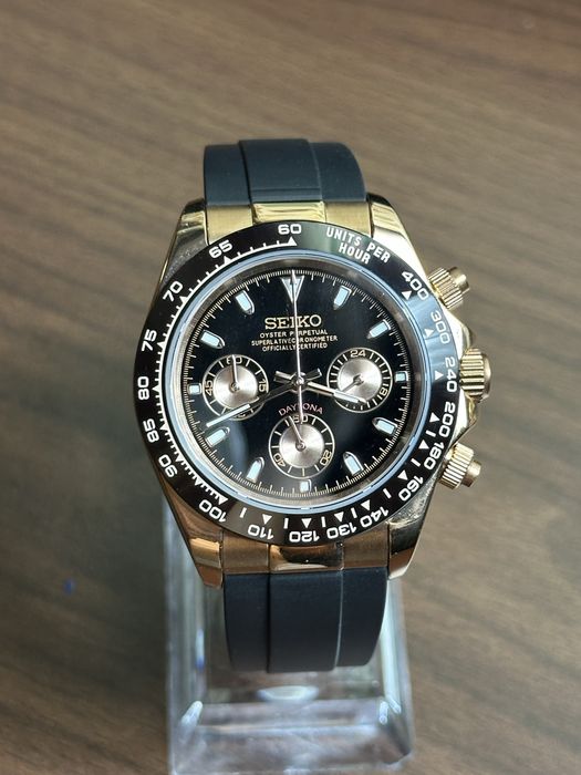 Seiko Daytona Rose Gold Curea Cauciuc