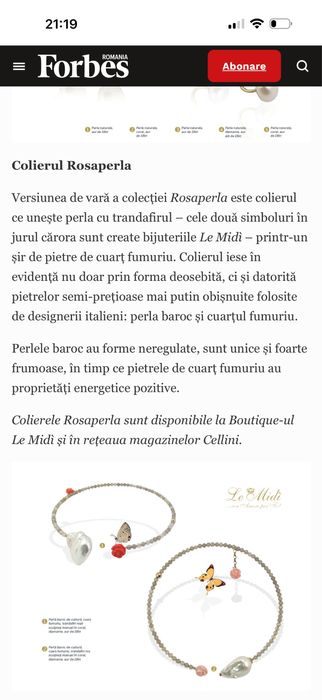 set Le Midi aur 18K coral și perle