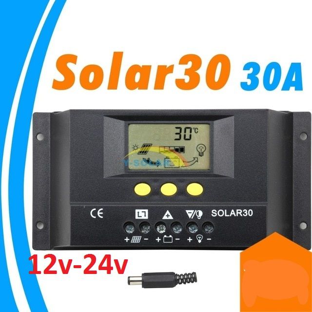 Соларен контролер 12v /24v 30А ВИСОК КЛАС с амперметър солар регулатор