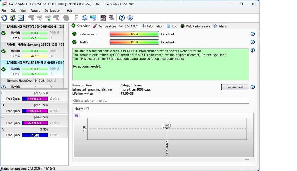 Samsung 512GB SSD M.2 NVMe PCIe Gen4x4 - НОВ