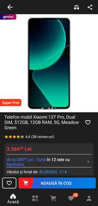 Telefon mobil Xiaomi 13T Pro, Dual SIM, 12GB RAM, 512GB, 5G, Black 