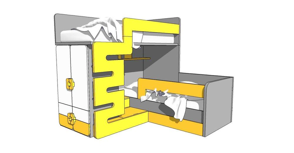 Компактна поръчкова луксозна детска стая с 2 легла - УНИКАТ!