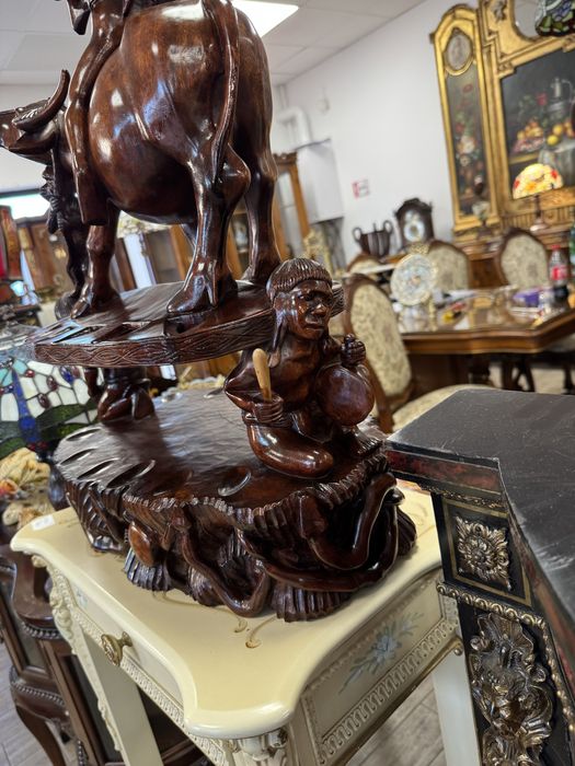 Statuetă veche din lemn masiv sculptata manual – Tematică Asiatică