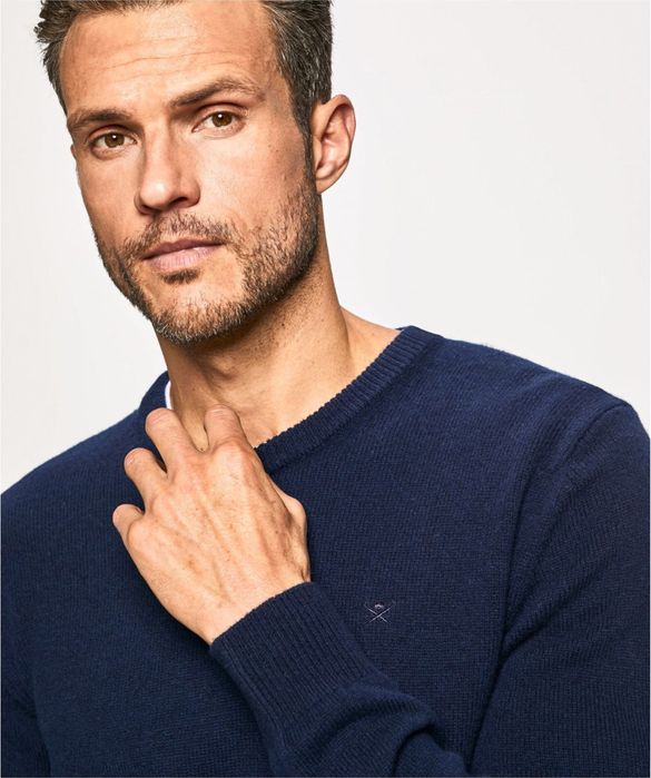 100% вълна Hackett London Lambswool Pullover ОРИГИНАЛ мъжки пуловер М