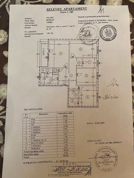 Persoana fizică  vând apartament 4 camere decomandat