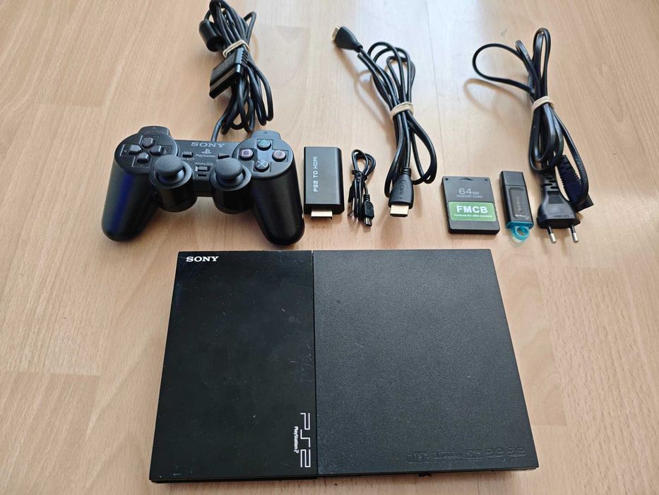 Playstation 2 с HDMI и качени игри GTA , God of War, Need For Speed