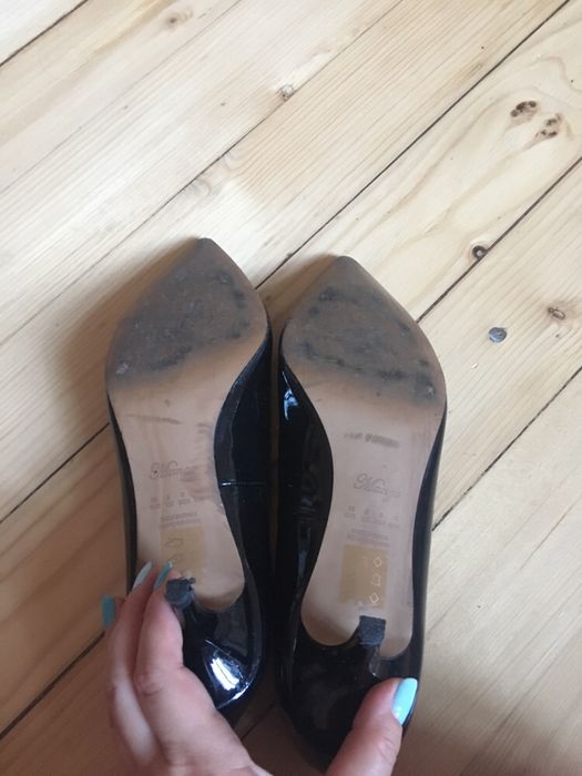 нови черни остри лачени обувки Mango, 38 номер