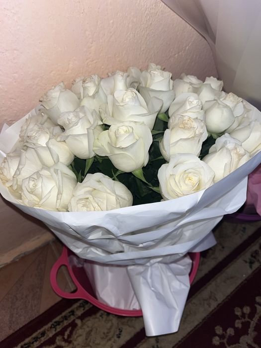 31 шт белые розы
