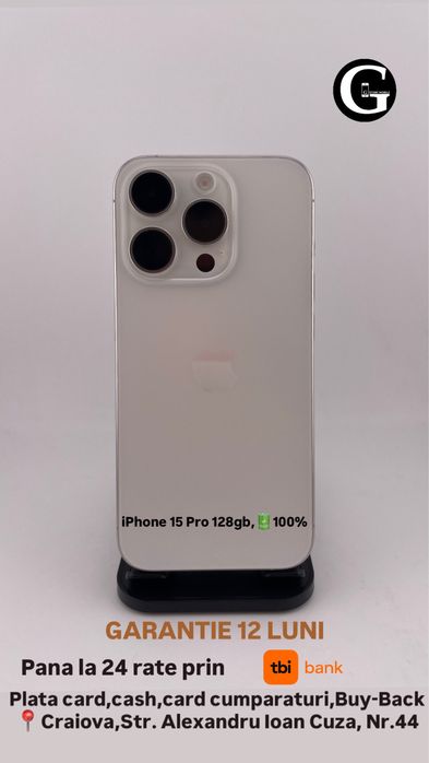 iPhone 15 Pro 128gb,100% |•| G Store Mobile