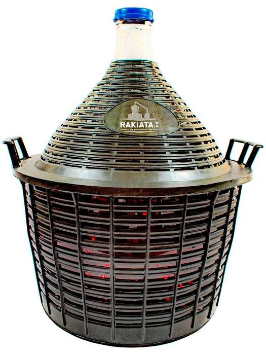 Дамаджана стъклена 15л с PVC оплетка-кош и дръжки PVC капачка 21200077