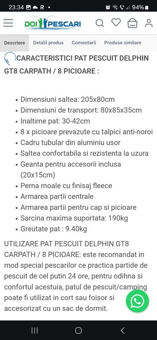 Pat Pescuit Delphin carpath gt8 +husa ca NOU