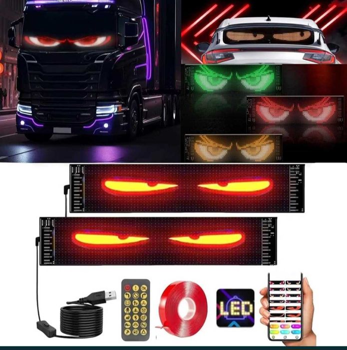 Комплект 2 бр. светещи LED 60 x12 см. очи за предно стъкло Devils Eyes