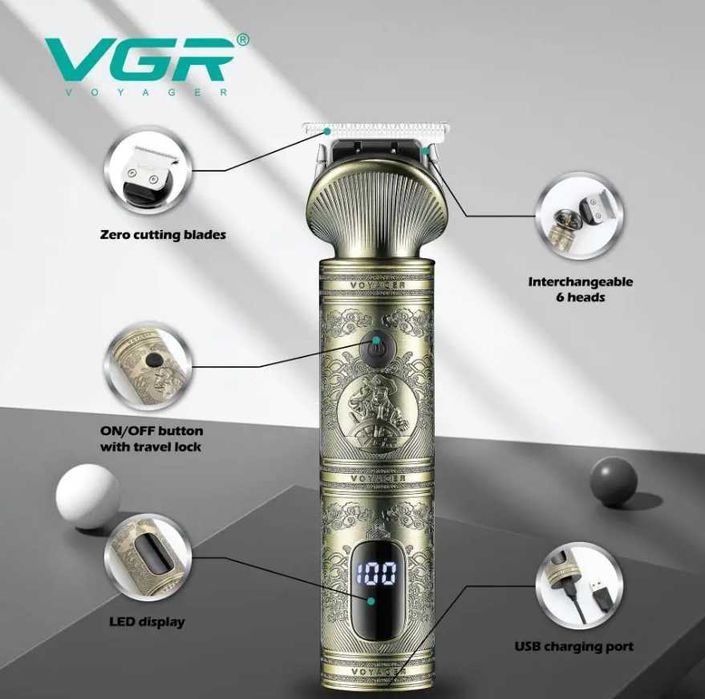Универсальная машинка для стрижки волос, бороды, усов VGR V-106 te3