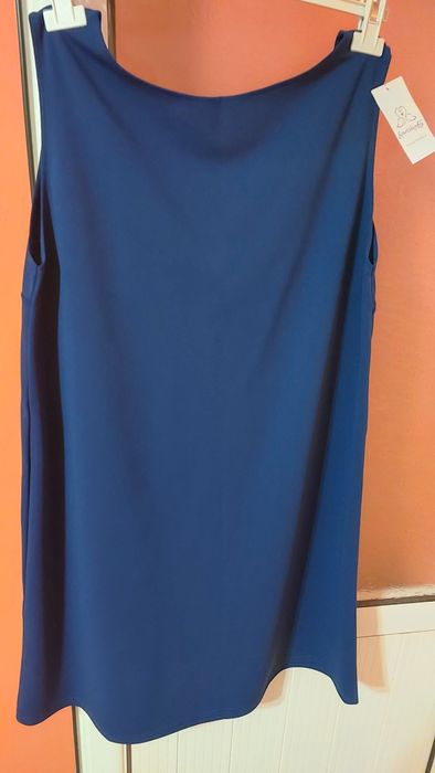 Нова синя рокля с панделка