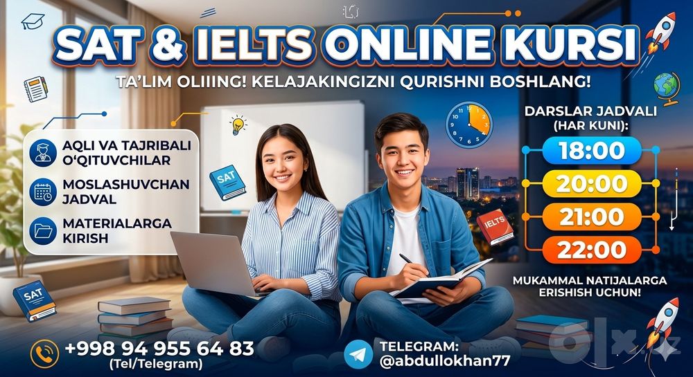 Online SAT Math va English kursiga Taklif etaman