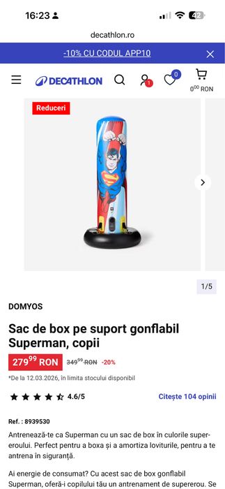 Sac box gonflabil Decathlon pentru copii