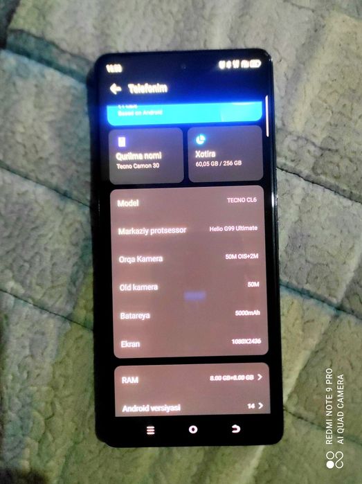 Tecno Camon 30 Xolati yangi turibdi