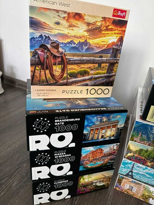 Colectie de 17 puzzle-uri cu cate 1000 piese Trefl, Roovi, Clementoni, D-Toys, King