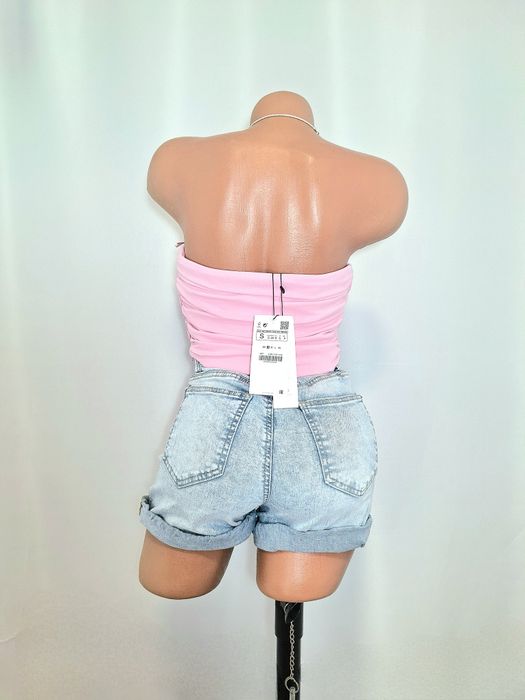 Top bustieră ZARA roz S, cu fermoar lateral, nou cu etichetă