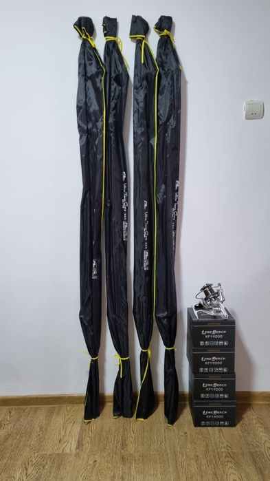 4 Lansete FL Ultra Team 3.90m 3.75lbs 2seg + 4 Mulinete WIND BLADE