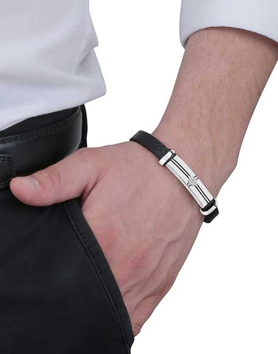 Brățară SECTOR - Marine (Italia) din piele naturala neagră, inox, nouă