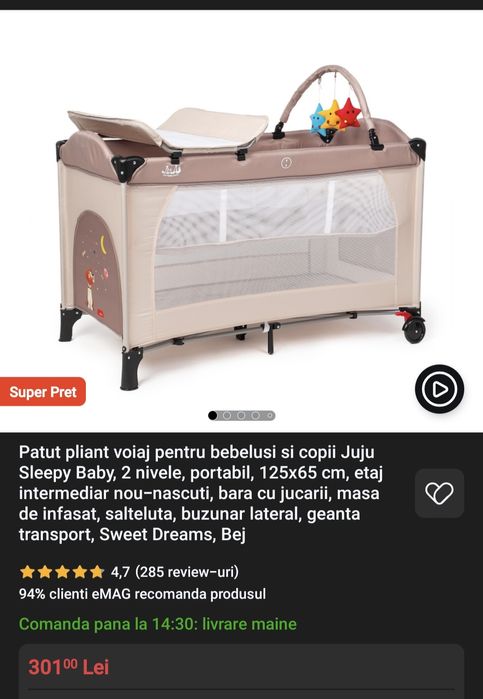 Patut pliant voiaj pentru bebelusi si copii