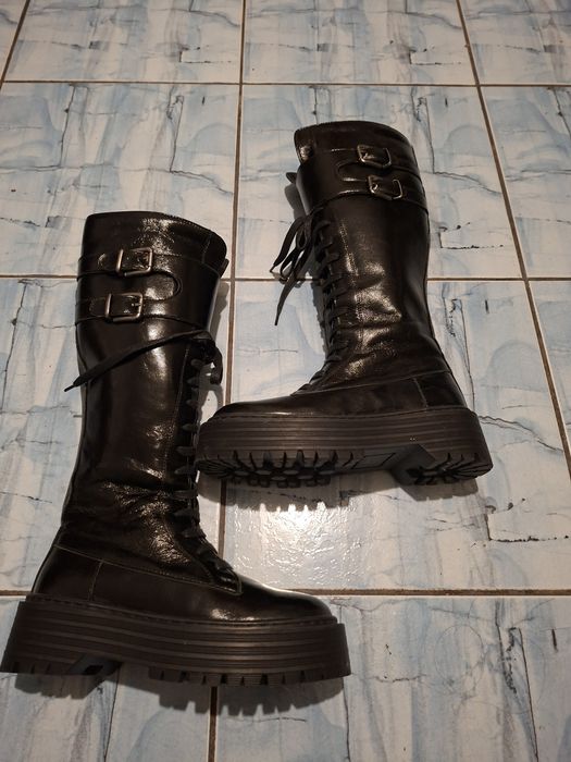Cizme lungi Dasha negre nr 36 piele naturala lacuita