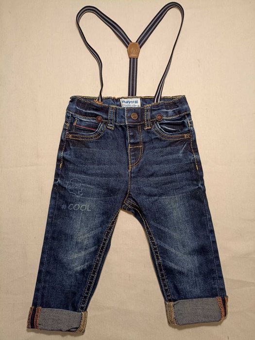 Бебешки комплект дънки, риза и жилетка. Zara и Mayoral, от 12 мес.