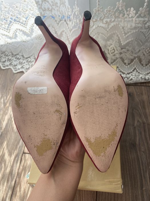 Замшевые бордовые туфли 37!