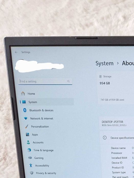 Лаптоп ASUS ROG Strix G15 G512LI, 15.6", i7, RAM 8GB, SSD 1TB
