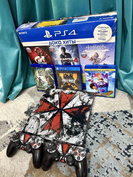 Ps 4 slim 500 GB + 2 геймпада и с играми