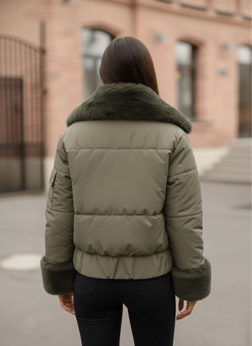 Дамско Зимно яке с пух  два цвята уникален модел