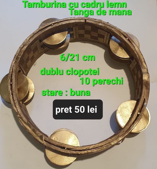Tamburina/Tanga cu cadru lemn