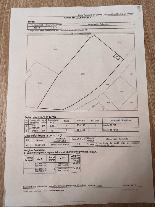 Teren de vânzare Odaia Banului, comuna Tintesti, judetul Buzau