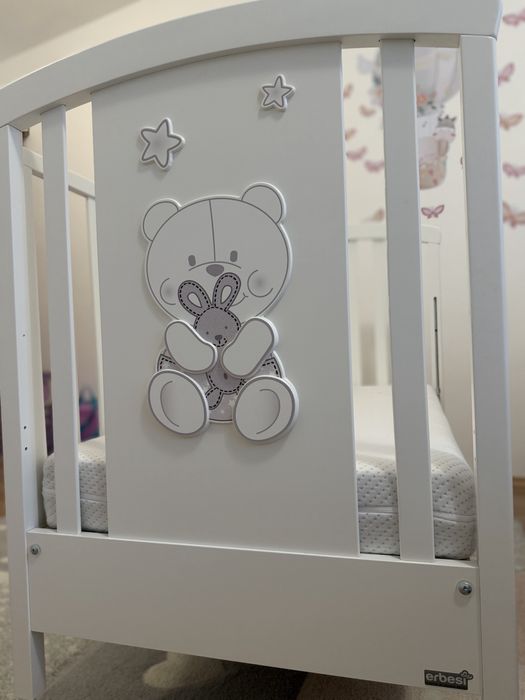 Pat bebe lemn fag Erbesi si saltea