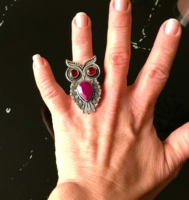 Inel Argint 925 cu Pietre Semipretioase Granat si Rubin