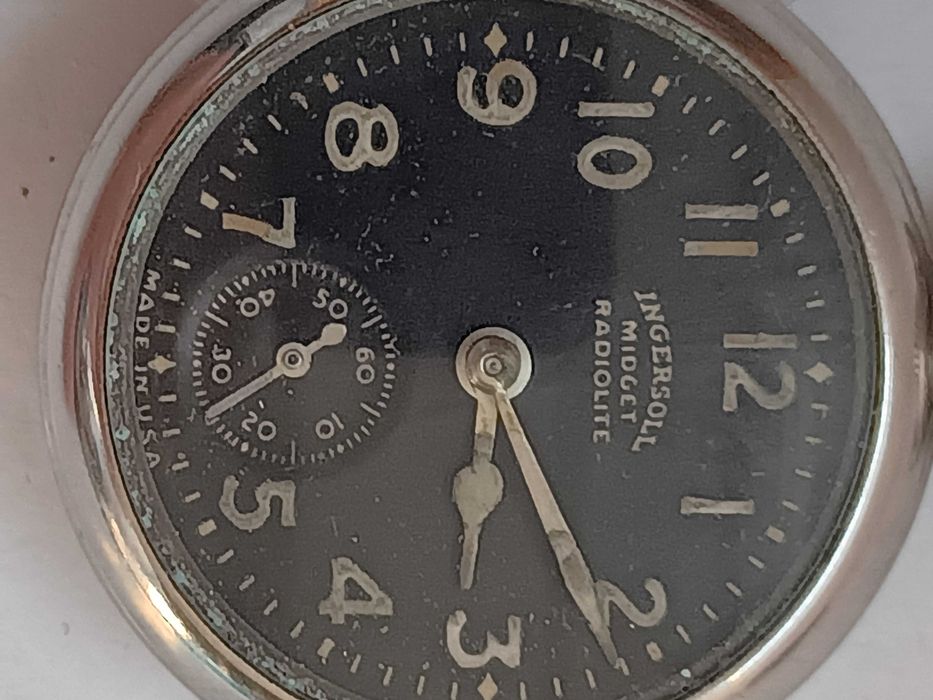 Ceas mecanic militar Ingelsoll Midget Radiolite, made in U.S.A anii 20