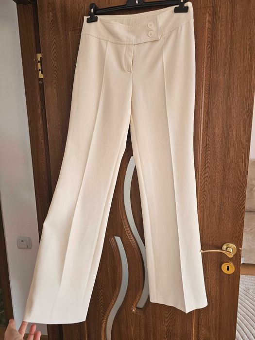 Pantaloni evazati albi (ivory) dama, marimea 40